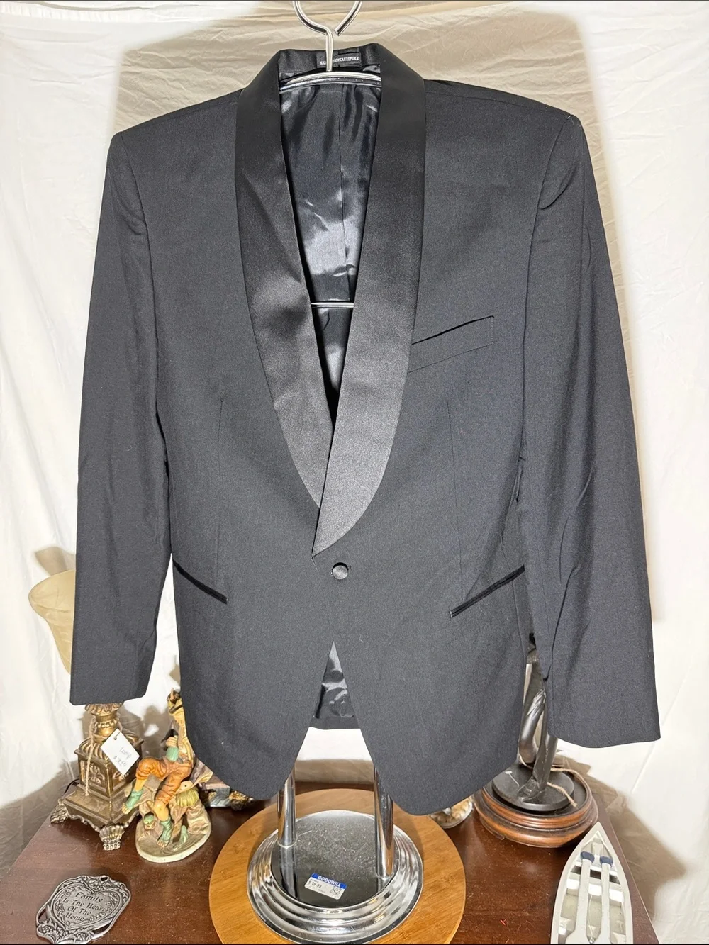 Men's Black Satin Shawl Collar Tuxedo Jacket